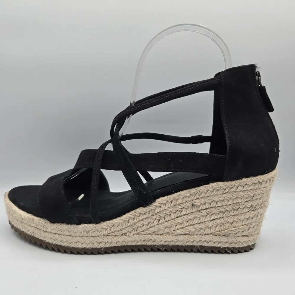 EILEEN FISHER Wanda Tumbled Nubuck Leather Espadrille Wedge Zip Back SAndal